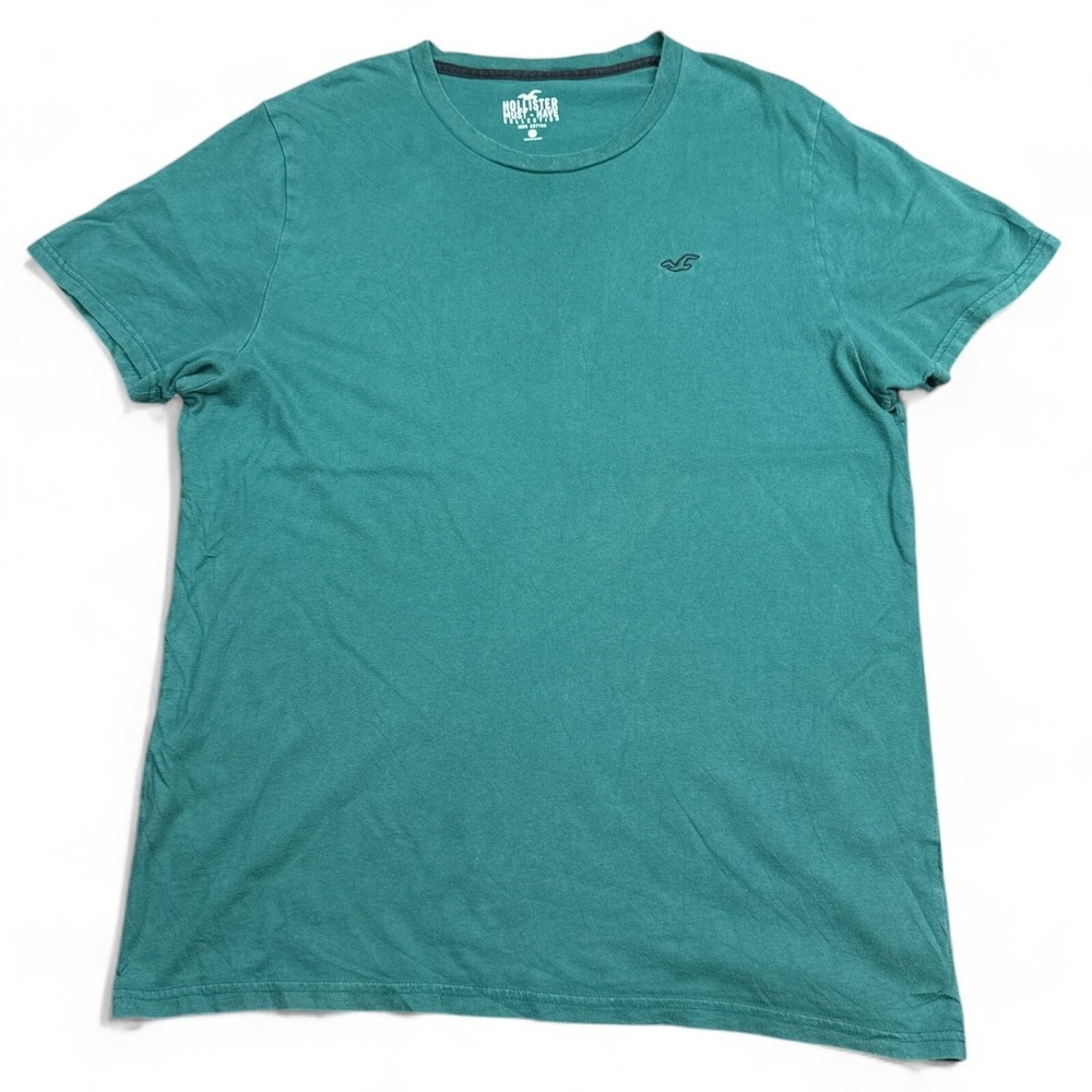 Hollister Must Have‎ Tee Shirt Adult Size Large Green Crew Neck Essential